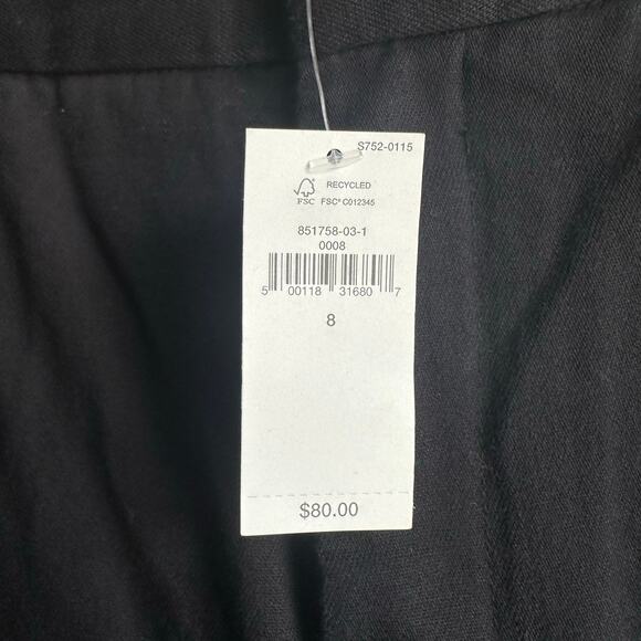 Banana Republic Factory Pleated Cotton Trouser Pant Black 8 - Picture 4 of 10